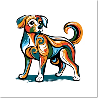 Pop art dog illustration. cubism illustration of a dog Posters and Art